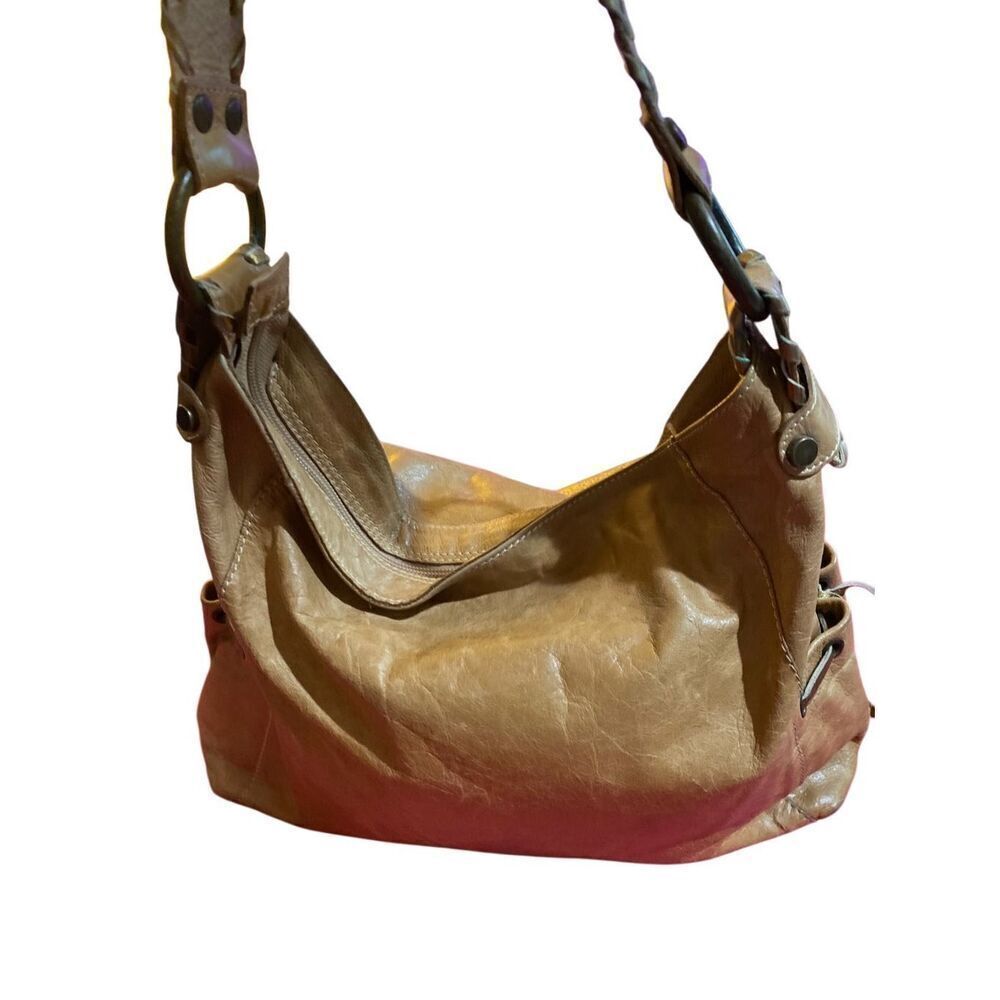 Maurizio Taiuti tan Carmel colored leather shoulder bag made in Italy